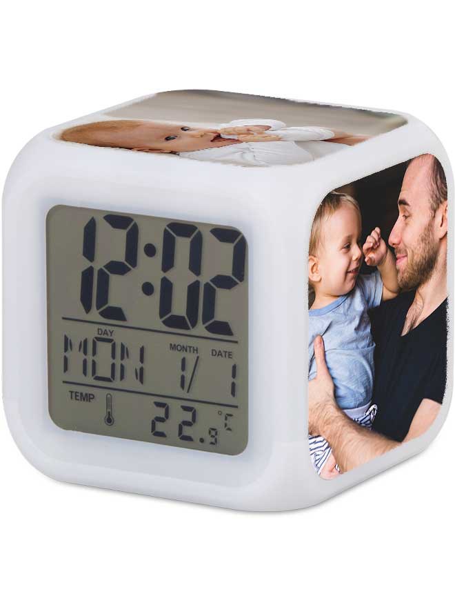 Custom printed digital cube clock
