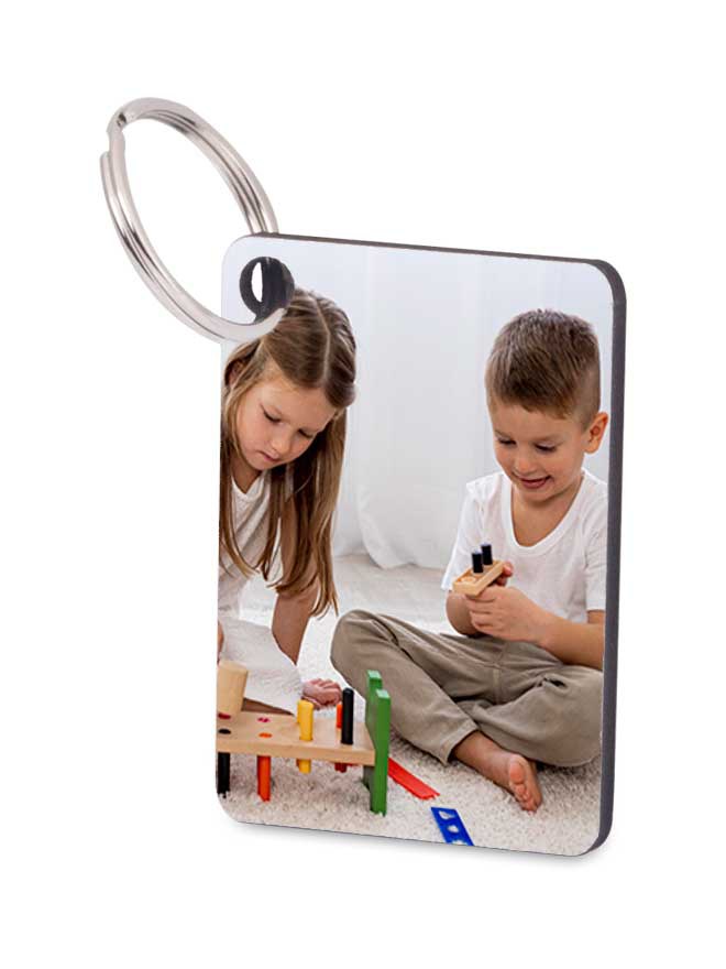Custom printed hardboard rectangle keyring