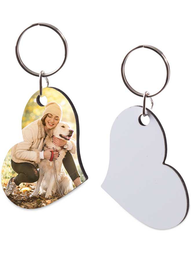 Custom printed hardboard heart keyring