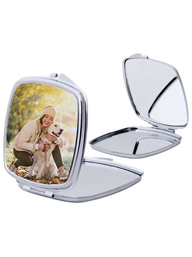Custom printed metal mirror compact square
