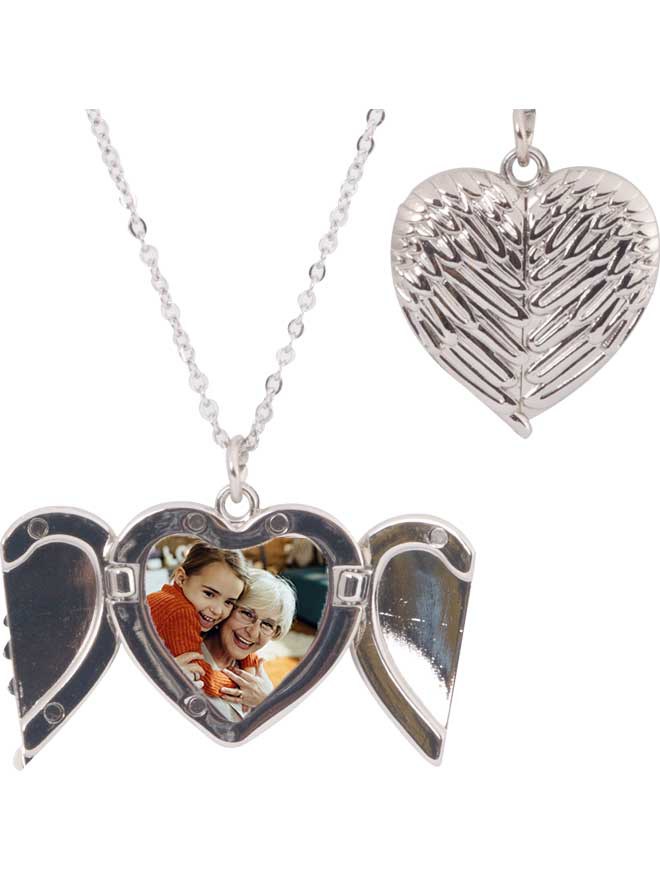 Custom printed metal wings necklace (Silver or Gold)